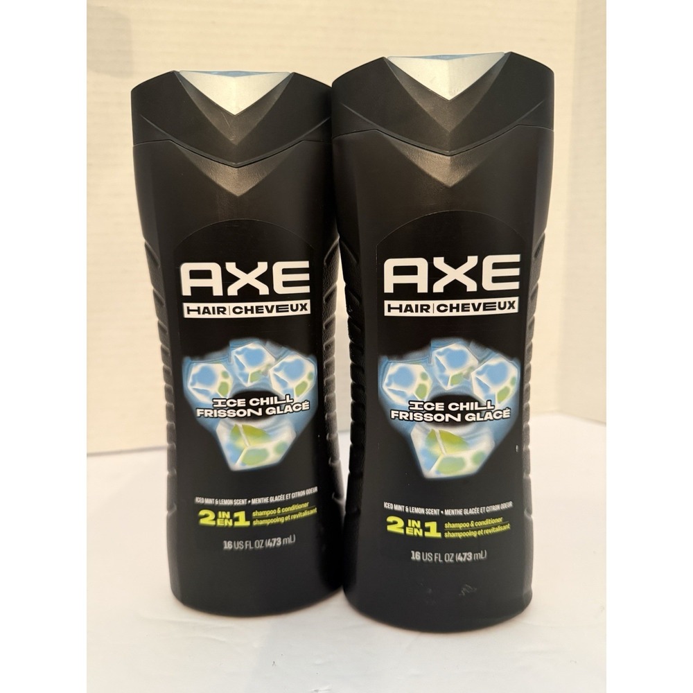 2 New AXE Hair ICE CHILL 2-In-1 Shampoo & Conditioner Clean & Cooling 16 fl oz